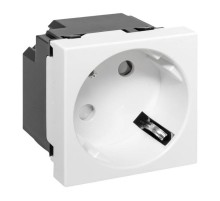 Розетка 45х45 с зазем. 45 градусов, быстрозажимные клеммы, белая E2MR16-028-10-45-SLEKF