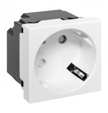 Розетка 45х45 с зазем. 45 градусов, быстрозажимные клеммы, белая E2MR16-028-10-45-SLEKF