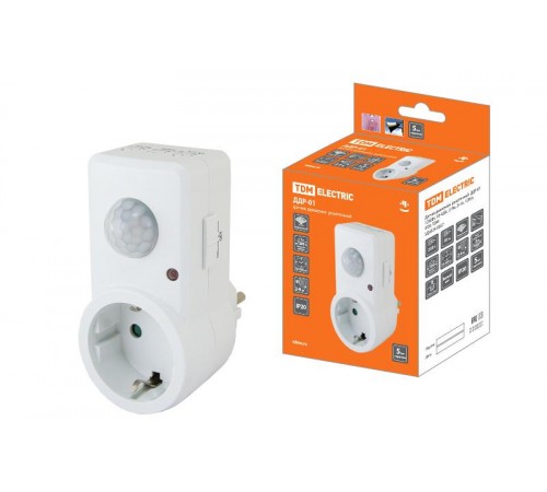 Датчик движения ДДР-01 1200Вт, 10-420с, 2-9м, 3+лк, 120гр, IP20,  SQ0324-0027  TDM