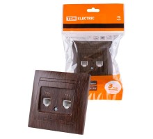 Розетка двойная телефонная RJ11 венге "Лама"  SQ1815-0418  TDM