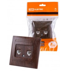 Розетка двойная телефонная RJ11 венге "Лама"  SQ1815-0418  TDM