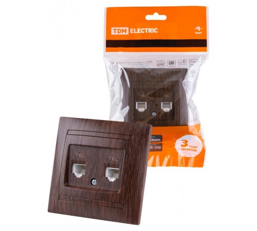 Розетка двойная телефонная RJ11 венге "Лама"  SQ1815-0418  TDM
