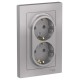 AtlasDesign Алюминий Розетка 2-ая с заземлением, 16А, (в сборе с рамкой)  ATN000324  SE