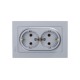AtlasDesign Алюминий Розетка 2-ая с заземлением, 16А, (в сборе с рамкой)  ATN000324  SE