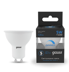 Лампа светодиодная MR16 5W 530lm 6500K GU10 диммируемая LED 1/10/100  101506305-D  Gauss