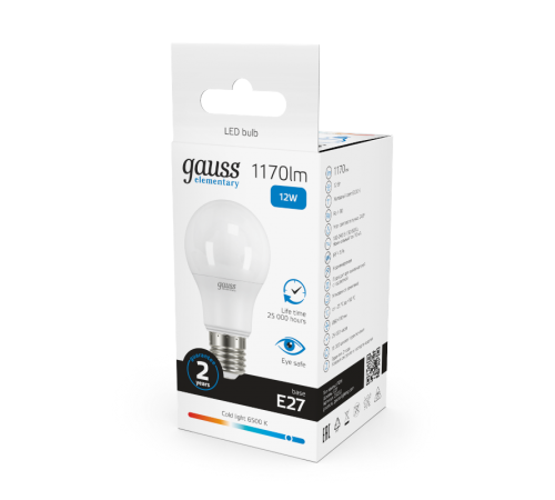 Лампа светодиодная LED 12Вт E27 220В 6500К Elementary A60  23232  Gauss