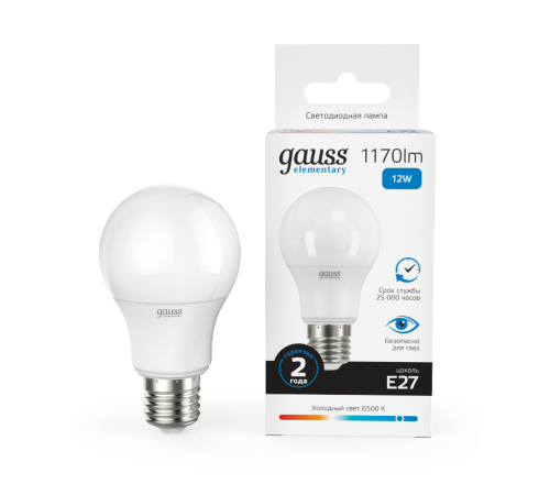 Лампа светодиодная LED 12Вт E27 220В 6500К Elementary A60  23232  Gauss