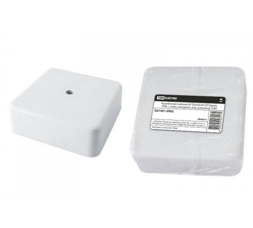 Коробка распределительная КР 50х50х20 о/п белая, IP40, с клем. колодкой, инд. штрихкод  SQ1401-0902  TDM