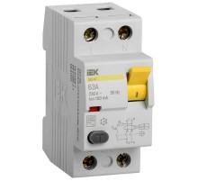 Выключатель дифференциальный (УЗО) ВД1-63 2п 63А 100мА тип AC  MDV10-2-063-100  IEK