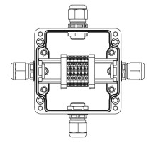 Взрывозащищенная клеммная коробка из полиэстера TBE-P-03-(6xCBC.2)-1xPABMP(A)-1xPABMP(B)-1xPABMP(C)-1xPABMP(D)1Ex e IIC Т5 Gb / Extb IIIC T95°C Db IP6