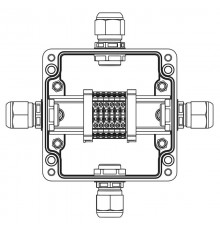 Взрывозащищенная клеммная коробка из полиэстера TBE-P-03-(6xCBC.2)-1xPABMP(A)-1xPABMP(B)-1xPABMP(C)-1xPABMP(D)1Ex e IIC Т5 Gb / Extb IIIC T95°C Db IP6