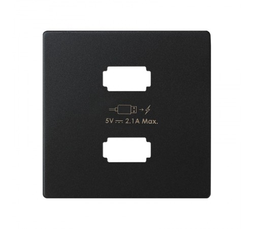 Накладка для зарядного устройства 2xUSB черного матового цвета S82 Concept  8221096-098  Simon