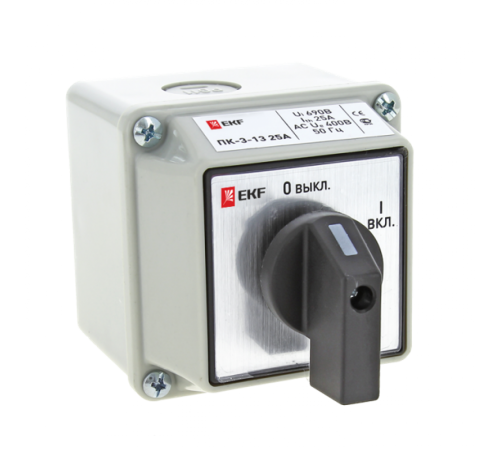 Переключатель кулачковый ПК-3-13 25А 3P "ВКЛ-ВЫКЛ" IP54 EKF PROxima  pk-3-13-25  EKF