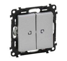 Valena LIFE DIY Алюминий Выключатель 2-клавишный с подсветкой 10А 250В  752628  Legrand
