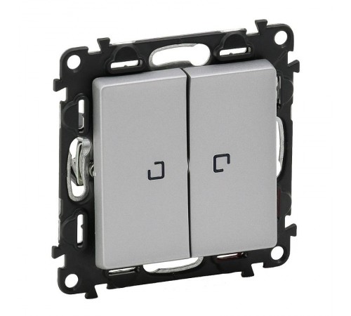 Valena LIFE DIY Алюминий Выключатель 2-клавишный с подсветкой 10А 250В  752628  Legrand