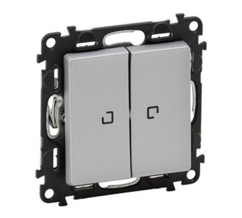 Valena LIFE DIY Алюминий Выключатель 2-клавишный с подсветкой 10А 250В  752628  Legrand