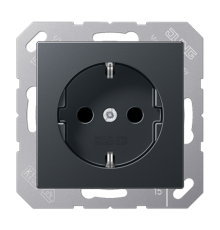 Штепсельная розетка SCHUKO 16А / 250В с защитными шторками, пружинные зажимы; термопласт; матовый антрацит; A500  A1520BFKIANM  Jung