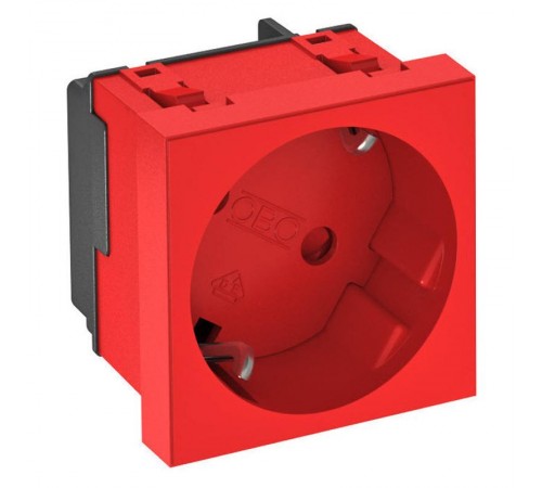 Розетка 2К+3 под углом 33° шторки 16А 250В (45х45 мм - 1 модуль Modul45) красная  6120079  OBO Bettermann