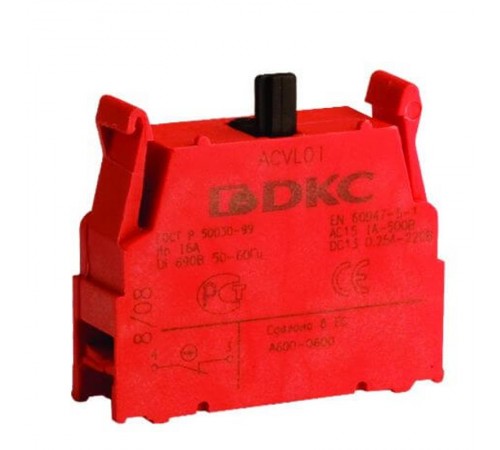 Контактный блок с клеммными  зажимами под винт, нормально-замкнутый  ACVL01  DKC