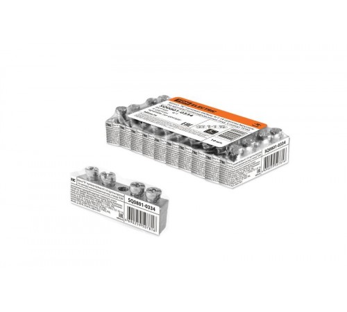 Шина "N" нулевая 6х9мм 4/1 (4 группы/крепеж по центру) никелированная инд. стикер  SQ0801-0334  TDM