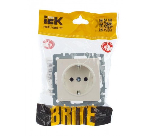 BRITE Розетка с заземлением без шторок 16А РС11-1-0-БрЖ жемчужный   BR-R11-16-K36  IEK