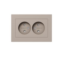 Механизм розетки двойной, 16А, без заземления, со шторками, с рамкой, кремовый Эпика  UP1-SOI-201 EKF