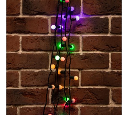 Гирлянда "Мультишарики" 17,5 мм, 10 м, темно-зеленый ПВХ, 80 диодов, цвет Мультиколор  303-509-6  NEON-NIGHT