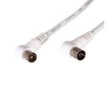 Шнур ТВ гнездо - ТВ штекер, угловой, длина 1,5 метра, белый  18-0022  REXANT