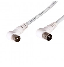 Шнур ТВ гнездо - ТВ штекер, угловой, длина 1,5 метра, белый  18-0022  REXANT