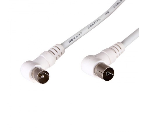 Шнур ТВ гнездо - ТВ штекер, угловой, длина 1,5 метра, белый  18-0022  REXANT