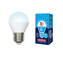 Лампа светодиодная LED-G45-9W/NW/E27/FR/NR LED. "шар", матовая. Серия Norma. 4000K  UL-00003828  Volpe