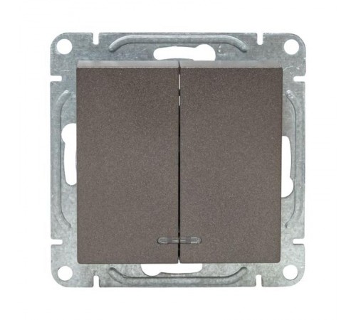 Механизм выключателя, двухклавишный, с подсветкой, мокко Эпика  UP1-SWM-24 EKF