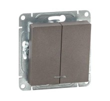 Механизм выключателя, двухклавишный, с подсветкой, мокко Эпика  UP1-SWM-24 EKF