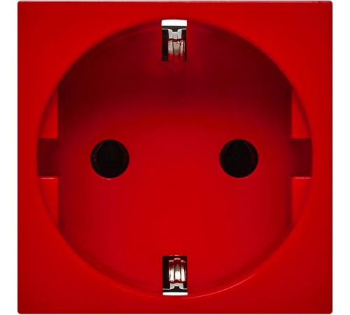 Розетка с заземлением, винтовые зажимы - без шторок 16А 250В - 90°- 2 модуля - красный  4525046  Daccord