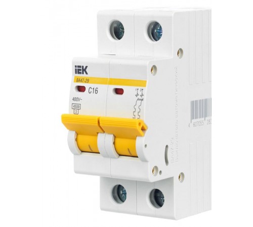 Выключатель автоматический двухполюсный ВА47-29 16А C 4,5кА KARAT  MVA20-2-016-C  IEK