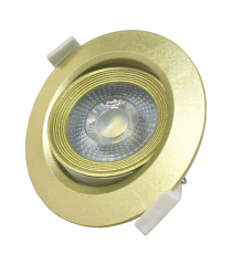 Светильник светодиодный Downlight встраиваемый поворотный PSP-R 9044 7W GOLD 3000K 38° круг/поворот IP40 золото  .5022911  Jazzway