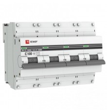 Выключатель автоматический четырехполюсный 4P 100А (C) 10kA ВА 47-100M с электромагнитным расцепителем PROxima  mcb47100m-4-100C-pro  EKF