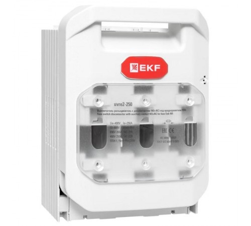 Выключатель-разъединитель УВРЭ v2 250А с дополнительным контактом (NO+NC) откидного типа под предохранители ППН (габ.1) uvre2-250EKF