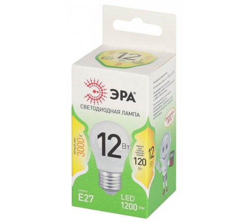 Лампа светодиодная  GREEN LINE LED P45-12W-830-E27 GL E27 12 Вт шар теплый свет  Б0067015  ЭРА
