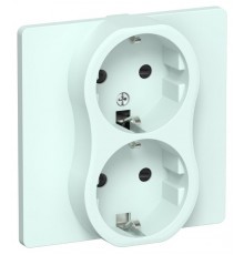 FLITE Розетка 2-ая с заземлением со шторками 16А РСш12-0-К-ФлХЛ холодный лед  FI-R24C-16-K94  IEK