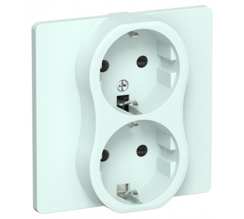 FLITE Розетка 2-ая с заземлением со шторками быстрозажимные клеммы 16А РСш12-1-К-ФлХЛ холодный лед  FI-R24C-16-1-K94  IEK