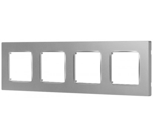 Рамка для розеток и выключателей  Серия 12 12-5204-03 на 4 поста, Классик, алюминий  Б0067692  ЭРА