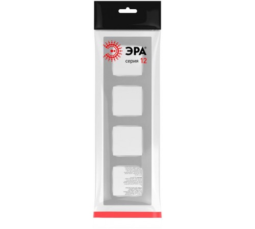 Рамка для розеток и выключателей  Серия 12 12-5204-03 на 4 поста, Классик, алюминий  Б0067692  ЭРА