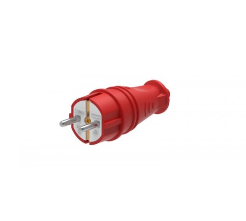 Вилка 2К+З прямая каучуковая 16А/250В IP44 Красная MultiSet  MST4401RD  SE