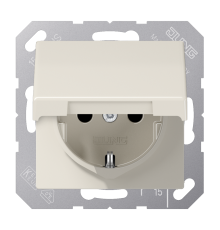 Штепсельная розетка SCHUKO 16A 250V~ с крышкой и защитой от детей; слоновая кость  AS1520BFKIKL  Jung