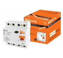 Выключатель дифференциальный (УЗО) ВД1-63S 4п 63А 100мА тип AC  SQ0203-0072  TDM