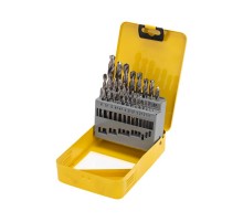 Набор сверл по металлу, 1-10мм (через 0,5мм, 3,2мм, 4,8мм), HSS, цилиндрический хвостовик, металлический кейс, 21 шт.  KR-91-0638  Kranz