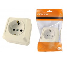 Розетка 2П+3 открытой установки IP20 16А 250В (керамика) сл. кость "Ладога"  SQ1801-0211  TDM