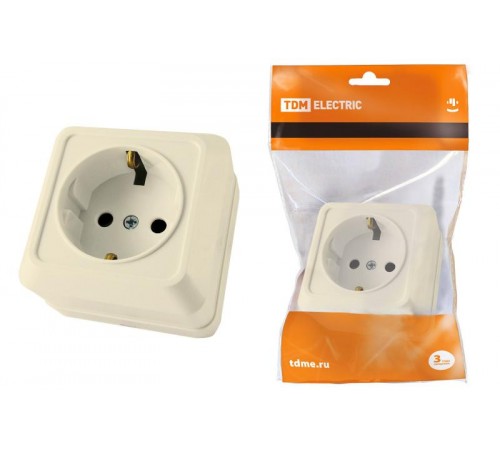 Розетка 2П+3 открытой установки IP20 16А 250В (керамика) сл. кость "Ладога"  SQ1801-0211  TDM