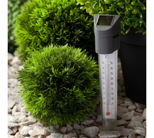 Cветильник садовый декоративный -градусник на солнечной батарее, ERATR024-02 сталь, пластик, серый, 33 см  Б0038503  ЭРА